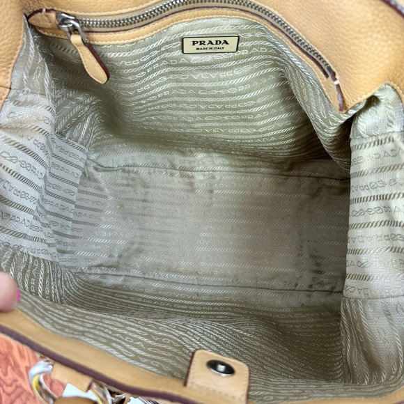 {Prada} Vitelli Daino Pebble Leather Braided Handle Open Tote - Picture 12 of 15